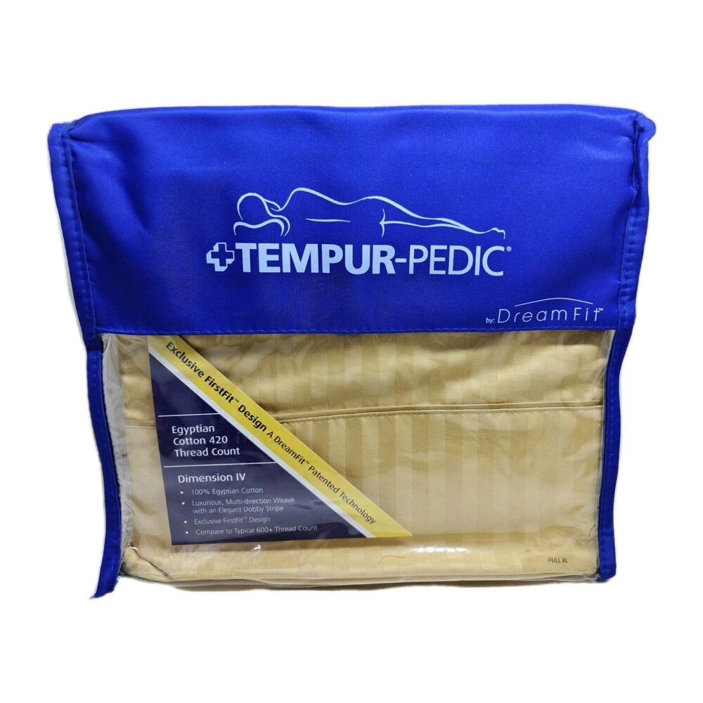 Tempur-Pedic Dream Fit Sheet Set FULL XL New Gold 100% Egyptian Cotton 420 Count